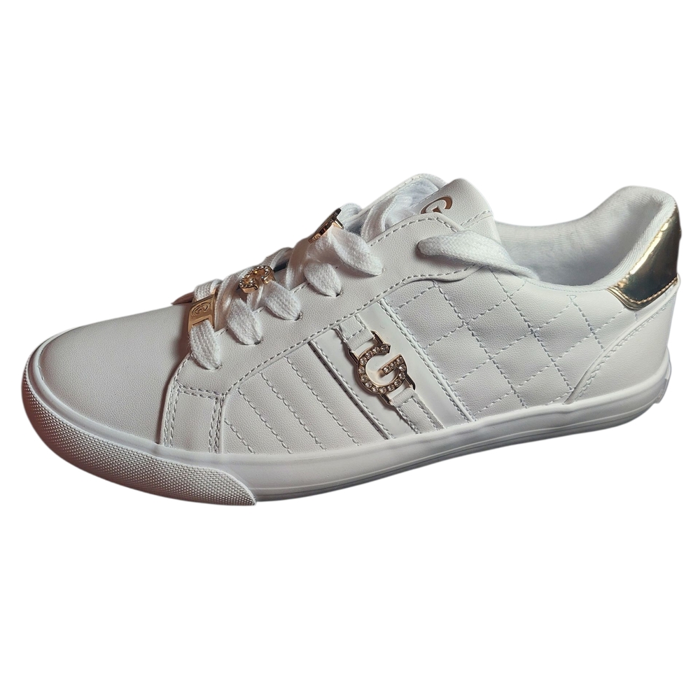 Women's White and Gold Sneakers